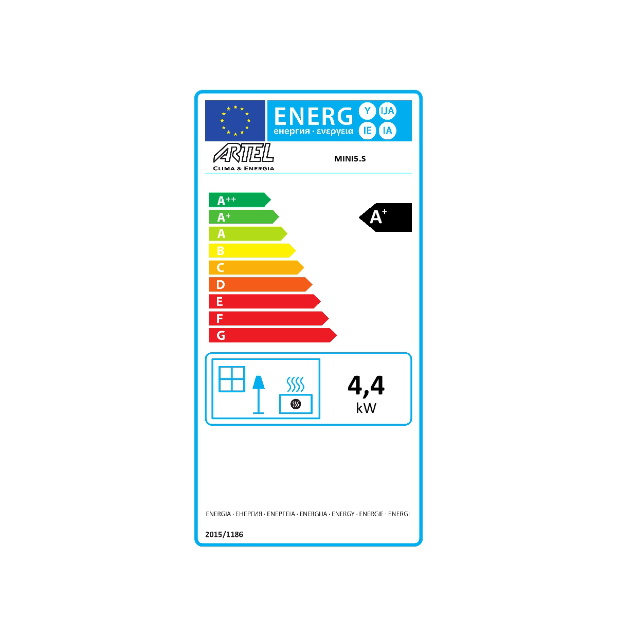 Salamandra a pellet Artel Air Mini 5 S 5kW Preta