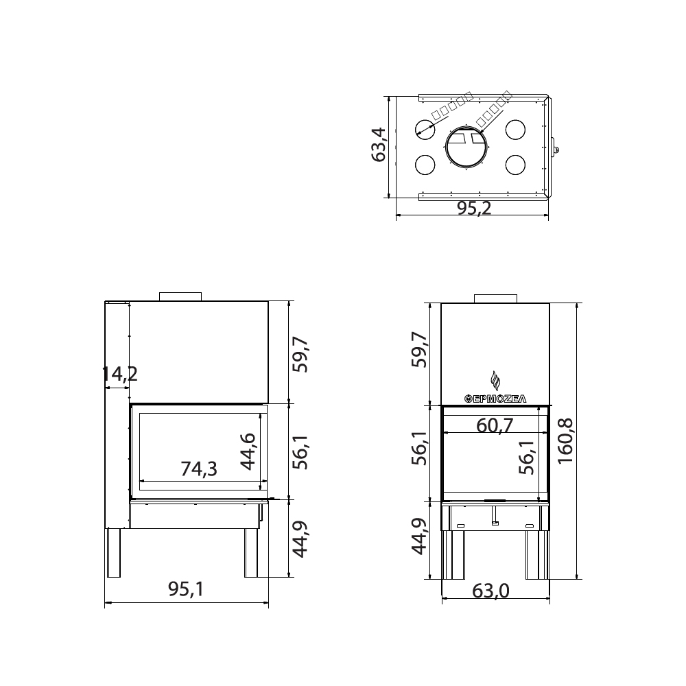 Recuperador de Calor a Lenha 16 kW Ar Quente Thermozel AERO U