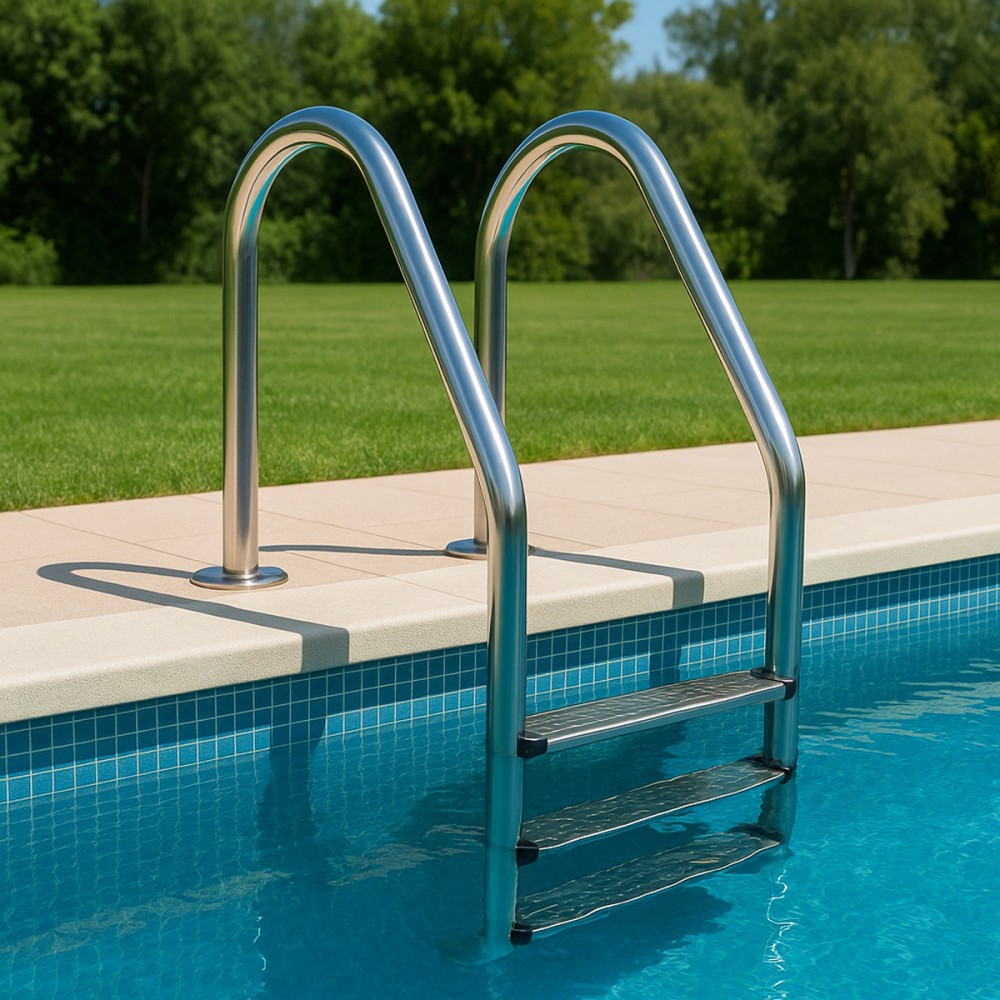 Escada para Piscina com 2 Degraus Aço Inoxidável 316
