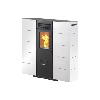 Salamandra a Pellets 7kw Ar Ventilado Kalor Quadra Slim 6 Branca