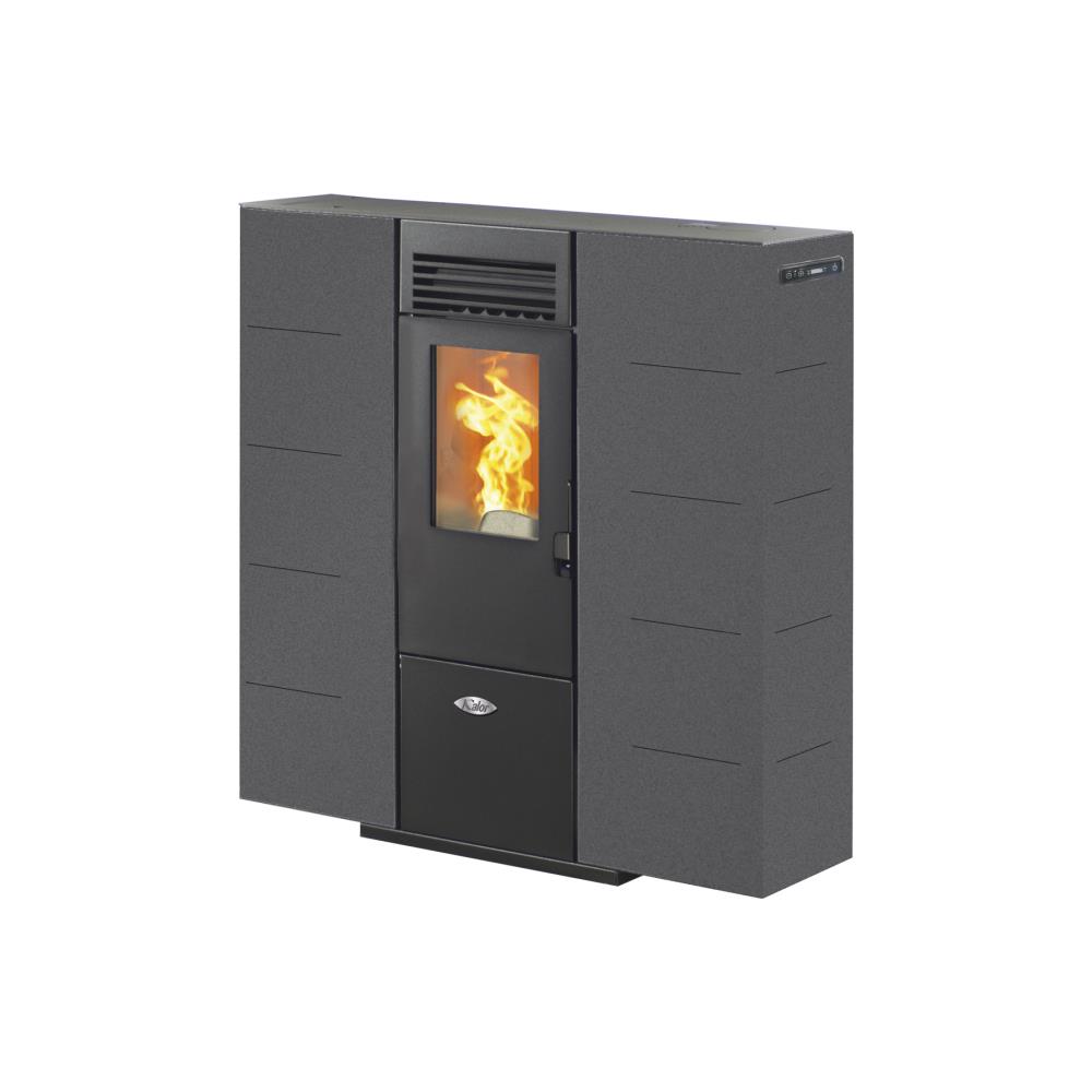 Salamandra a Pellets 7kw Ar Ventilado Kalor Quadra Slim 6 Cinza