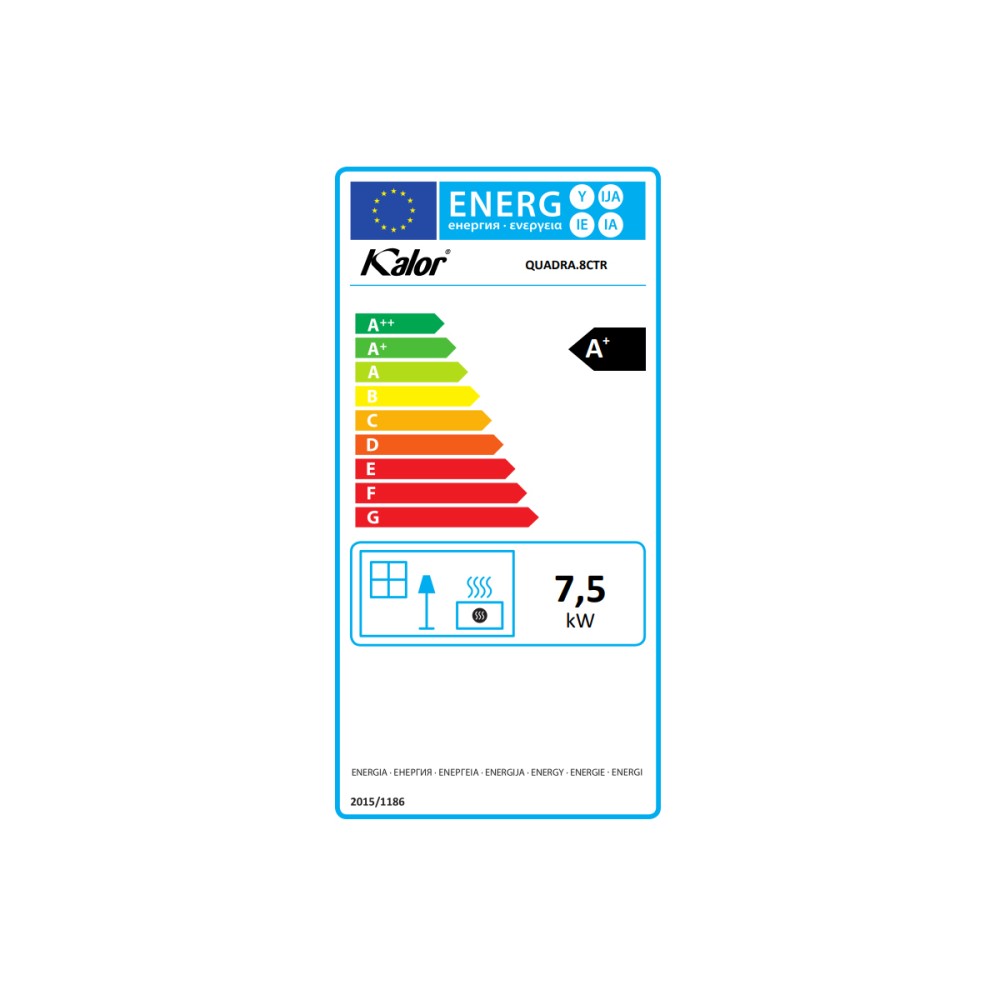 Salamandra a Pellets 8kW Ar Ventilado e Canalizável Kalor Quadra 8C Branco
