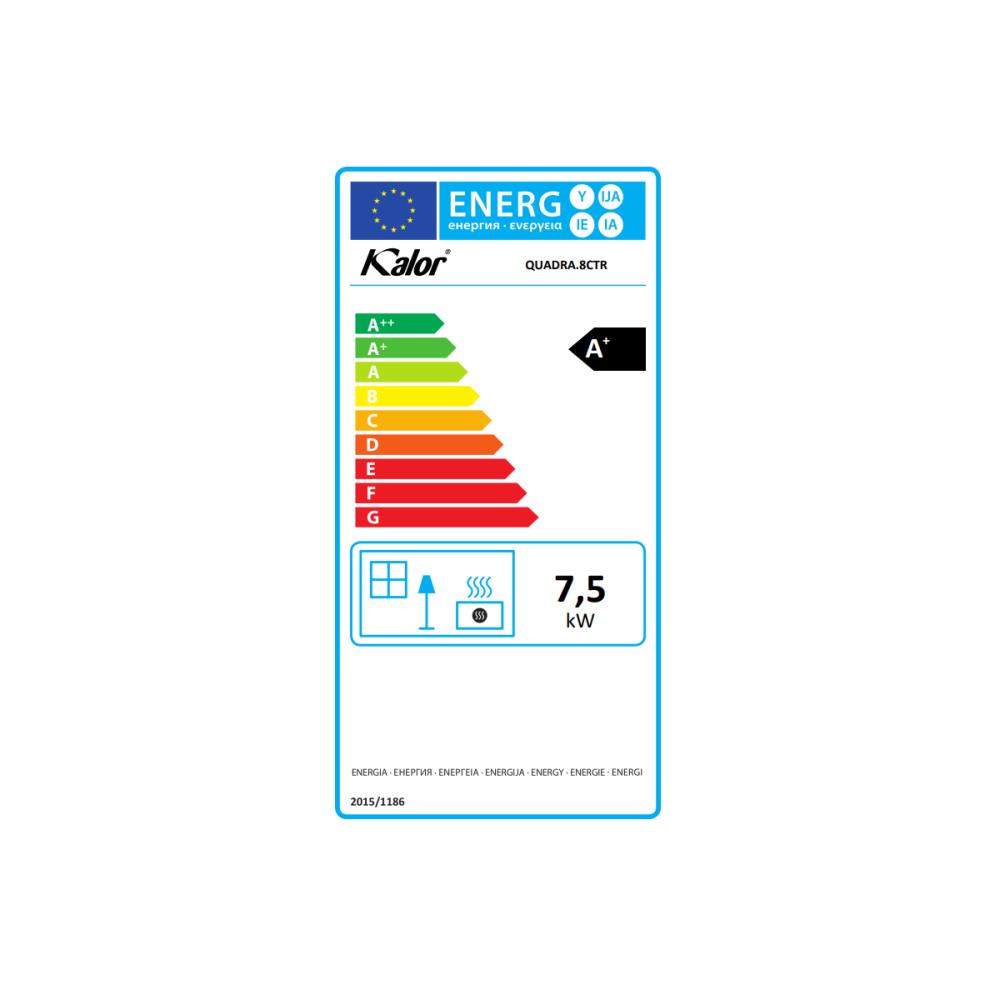 Salamandra a Pellets 8kW Ar Ventilado e Canalizável Kalor Quadra 8C Cinza