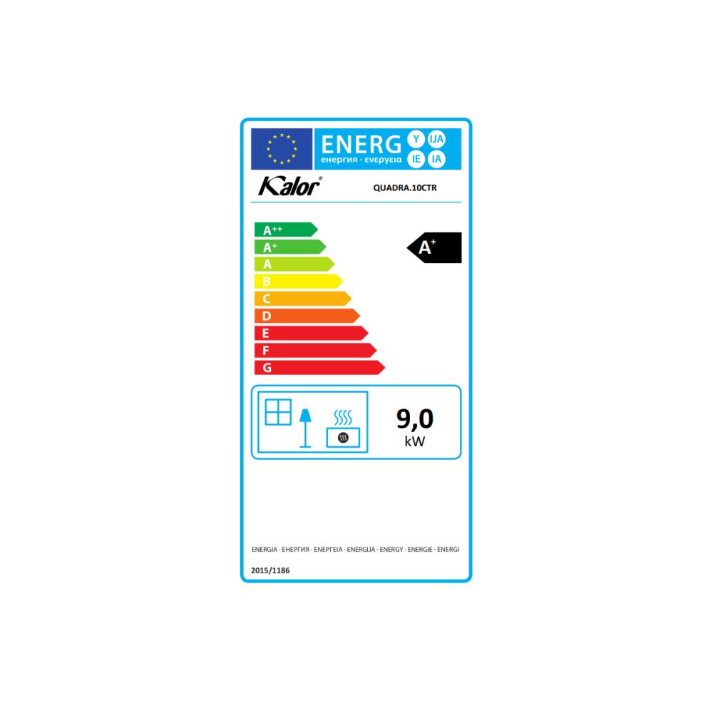Salamandra a Pellets 10kW Ar Ventilado e Canalizável Kalor Quadra 10C Cinza