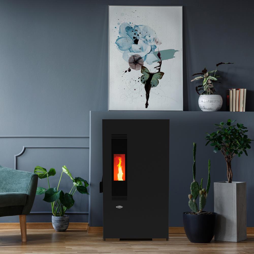 Salamandra a Pellet 5kw Ar Ventilado Kalor Mini 5s Preta