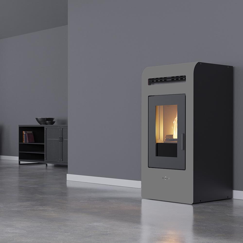 Salamandra a Pellets 10kW Ar Ventilado Kalor Cayenne Cinza