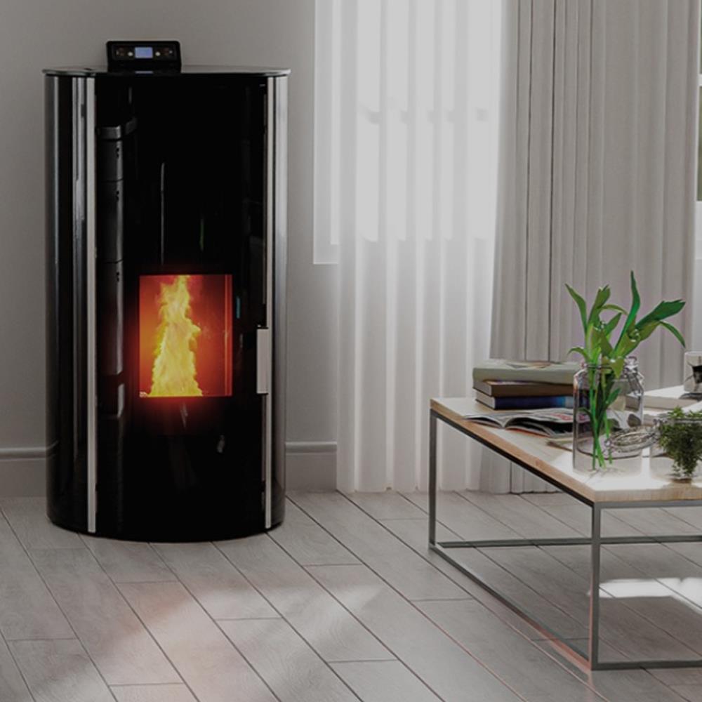 Termoestufa a Pellets Kalor Redonda Glass Idro 24kW Bordó