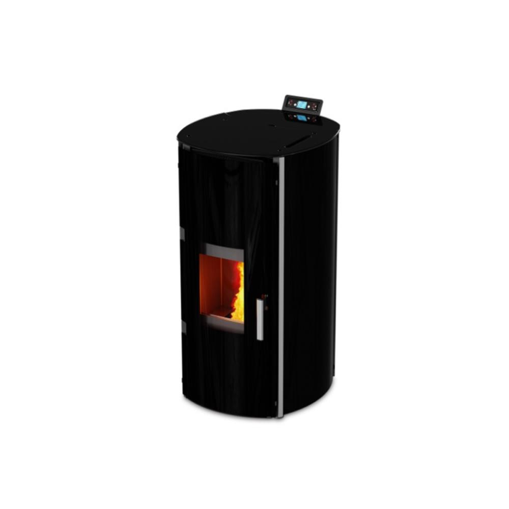 Termoestufa a Pellets Kalor Redonda Glass Idro 24kW Preta