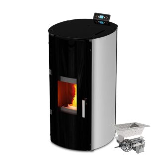 Termoestufa a Pellets Kalor Redonda Glass Idro Auto 20 kw Branca