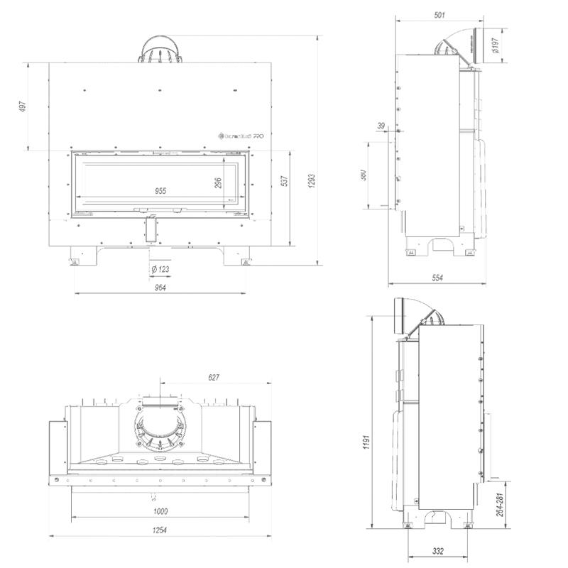 Recuperador Lenha Ar 14 kW Kratki MB100/G
