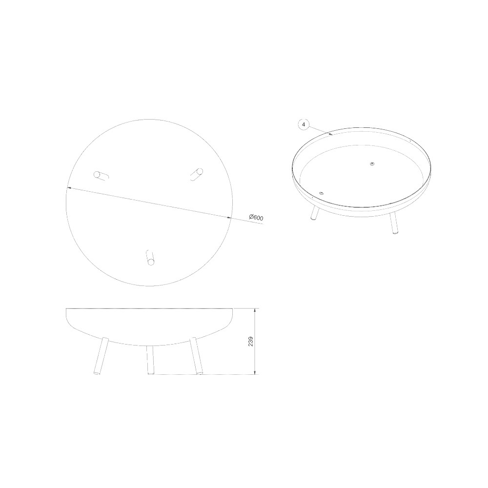 Fire Pit de Jardim Kratki Brasas 600 Aço
