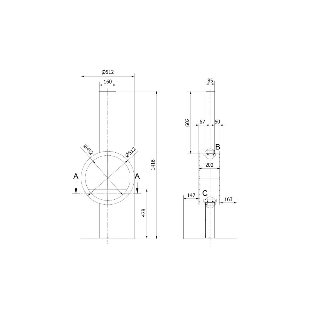 Lareira de Pedestal a Bioetanol Kratki Echo Circle 50 TÜV