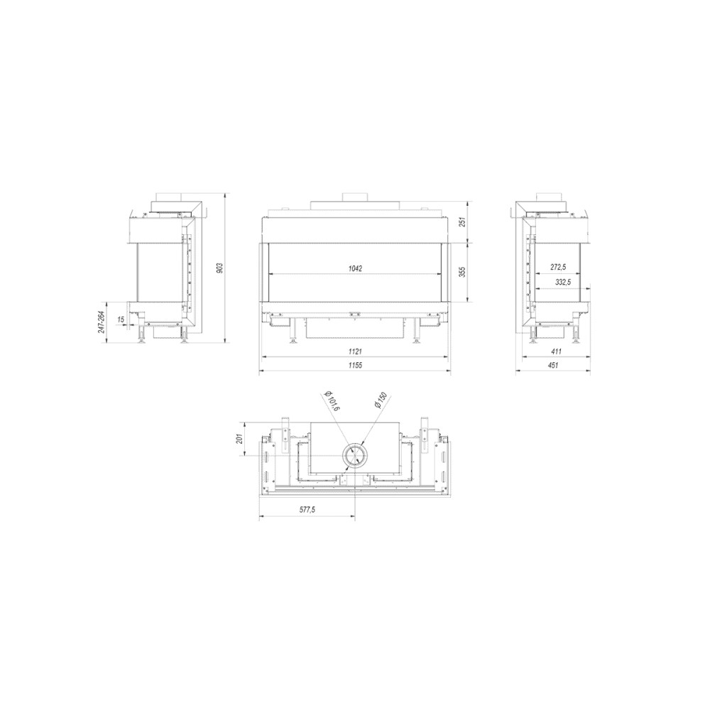 Recuperador a Gás 9kW Kratki Leo 100 Trifacial LEO/LP/100/G20