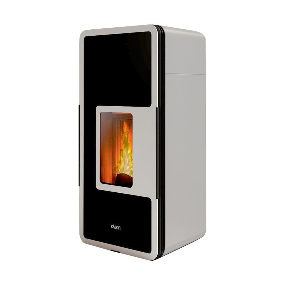 Salamandra a Pellet Ar Ventilado 12Kw Kalon Cover E Skema2 Branca/Preta