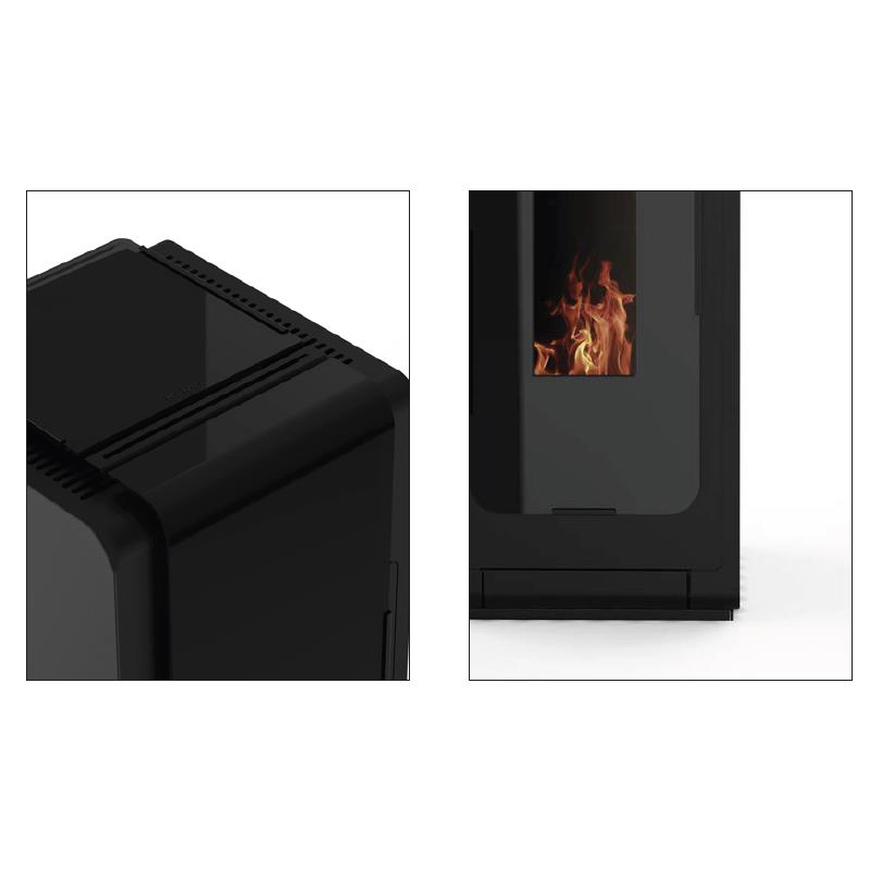 Salamandra a Pellet Ar Ventilado 10 kW Kalon Rolling Preta/Preta