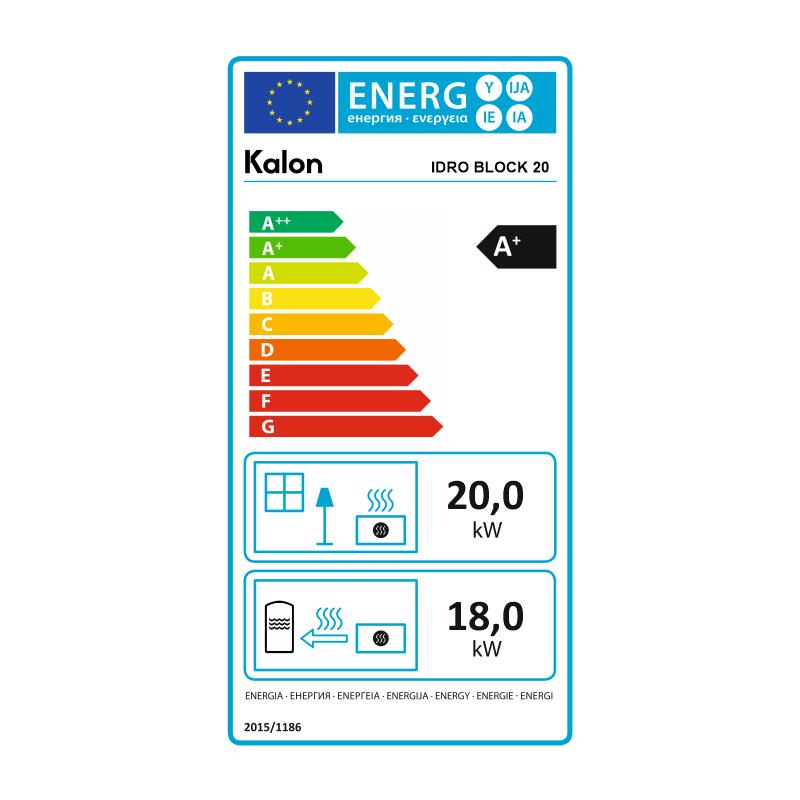 Recuperador a Pellet 20 kW Kalon Idro Block 16:9 Vidro Mágico para Aquecimento Central