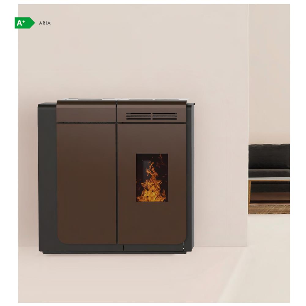 Salamandra a Pellet Ar Ventilado Canalizável 10 kW Kalon Nolak 10C Preta/Moka