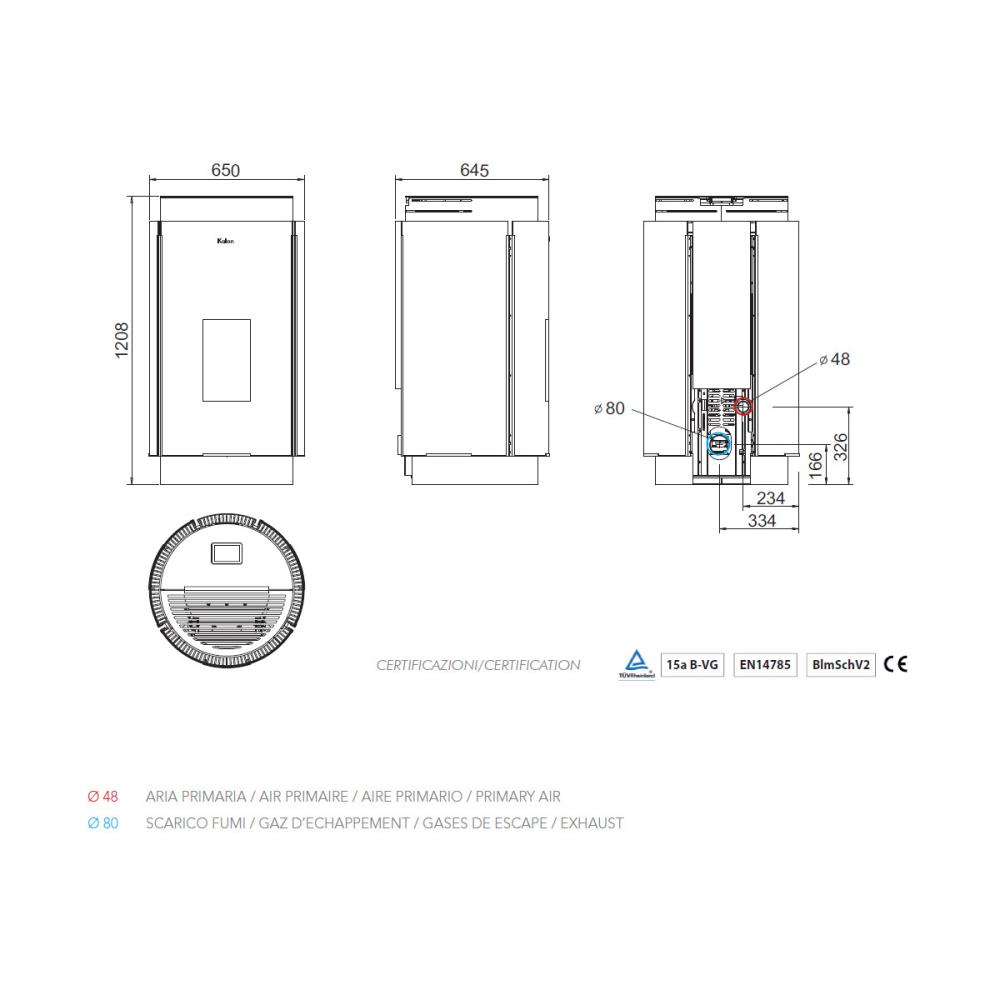 Salamandra a Pellet Ar Ventilado 8 kW Kalon Lila Cobre