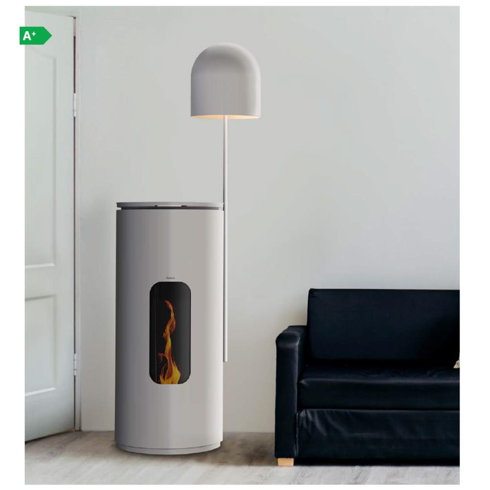 Salamandra a Pellet Ar Ventilado 8 kW Kalon Graft Cinza Antracite