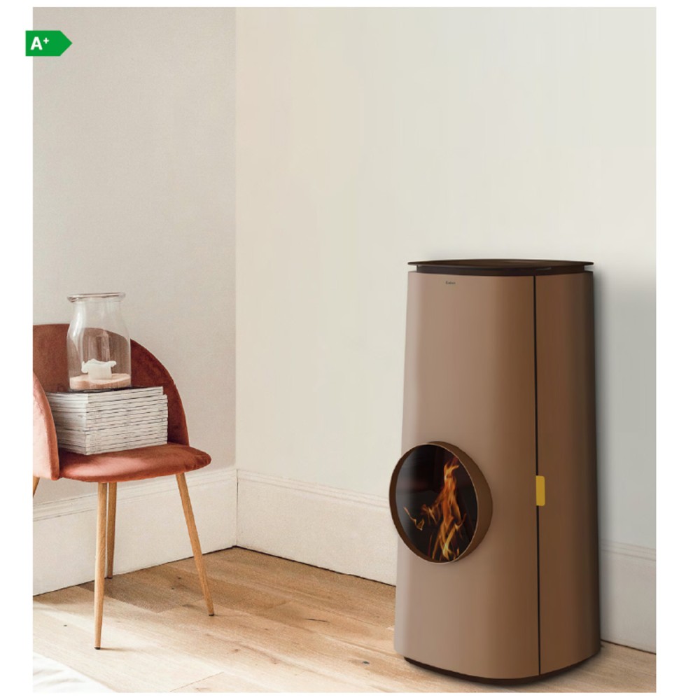 Salamandra a Pellet Ar Ventilado 8 kW Kalon Rise Ferrugem