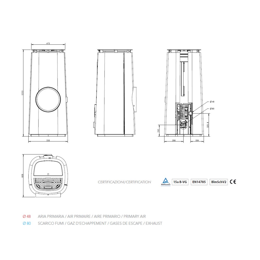 Salamandra a Pellet Ar Ventilado 8 kW Kalon Rise Ferrugem