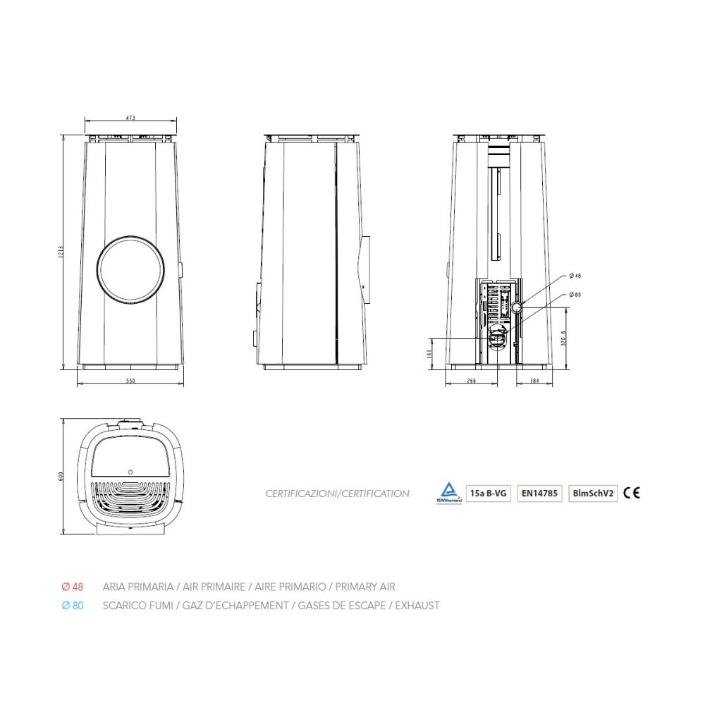 Salamandra a Pellet Ar Ventilado 8 kW Kalon Rise Preta