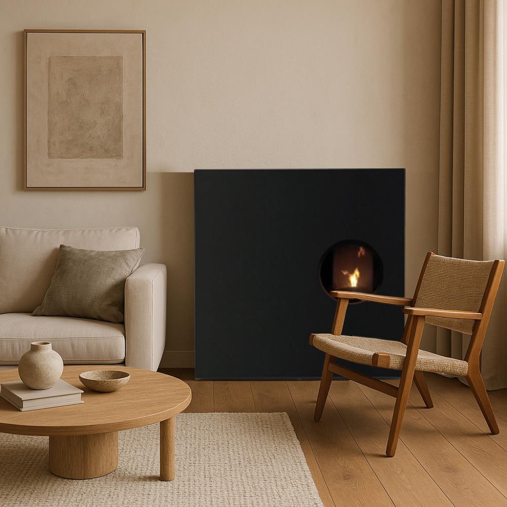 Salamandra a Pellet Ar Ventilado 10 kW Kalon Oblò Steel Preta