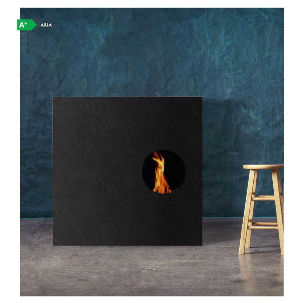 Salamandra a Pellet Ar Ventilado 10 kW Kalon Oblò Steel Preta