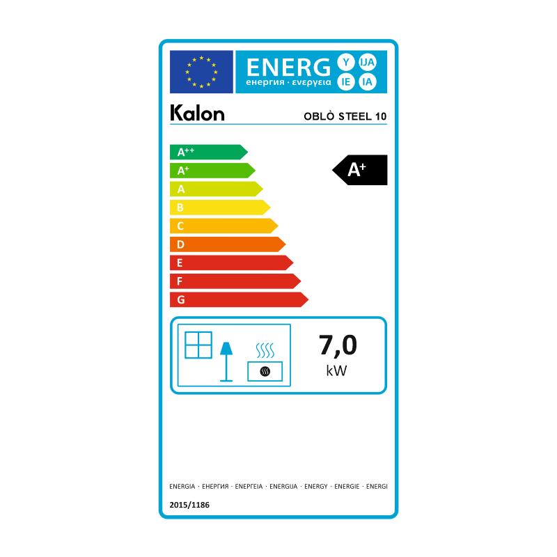 Salamandra a Pellet Ar Ventilado 10 kW Kalon Oblò Steel Preta