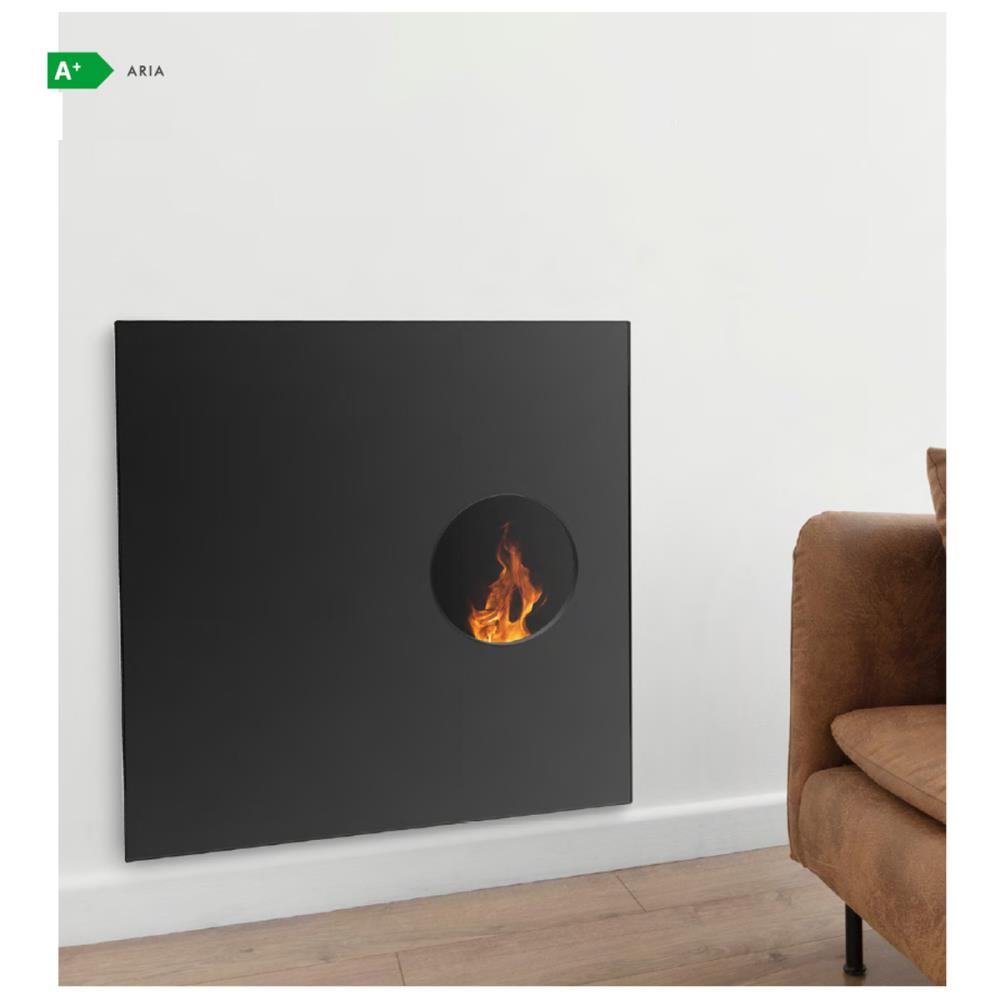Salamandra a Pellet Ar Ventilado 10 kW Kalon Oblò Block Steel Preta