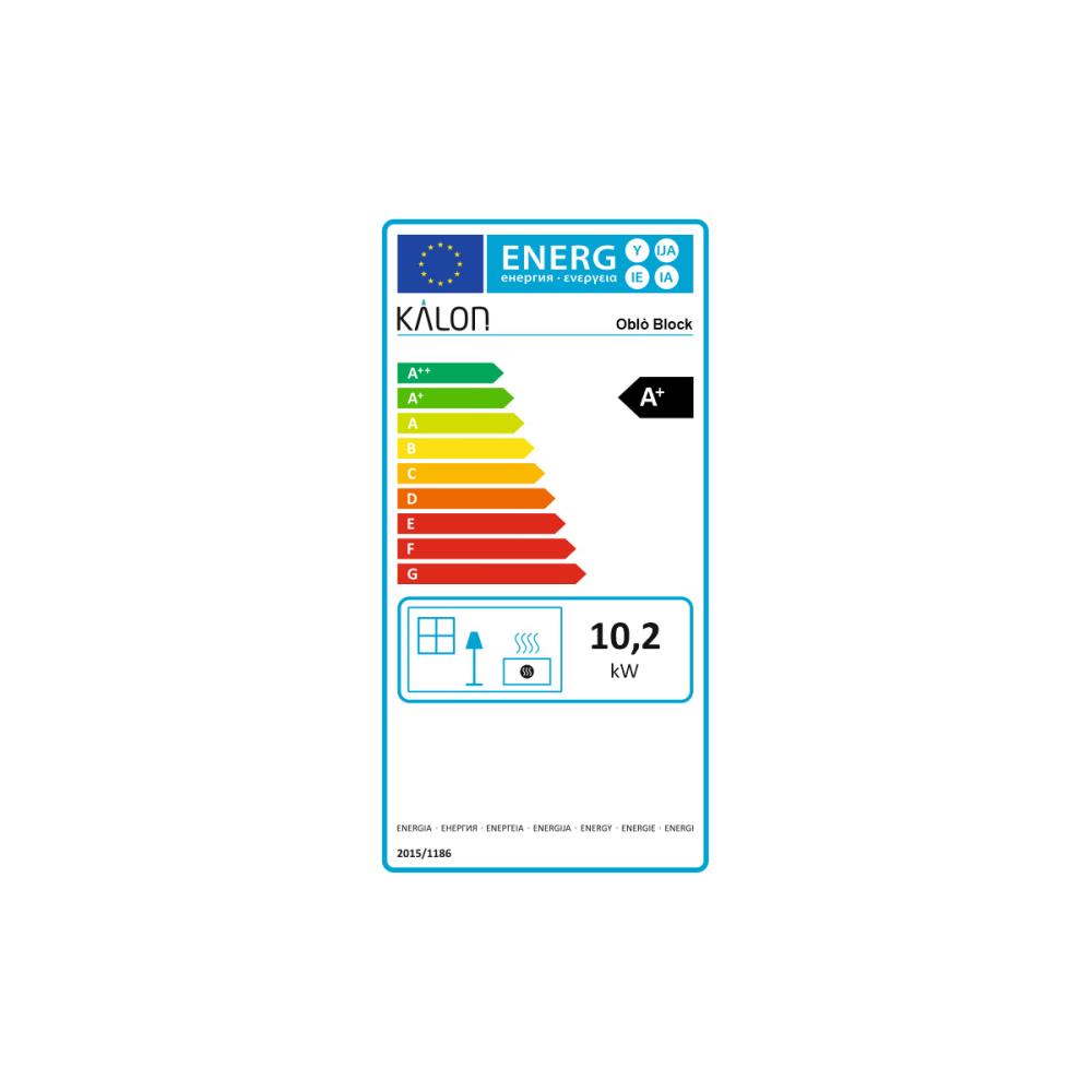 Salamandra a Pellet Ar Ventilado 10 kW Kalon Oblò Block Steel Preta