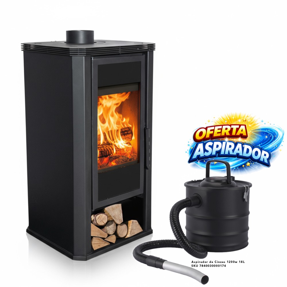 Salamandra a Lenha 9 kW Ventilada Thermozel Klokova Aero