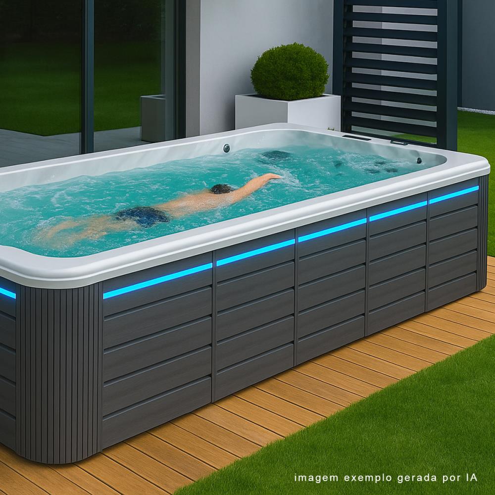 Piscina Jacuzzi de hidromassagem Fiji 2 + Pessoas 4600x2200x1200mm Cinza