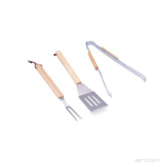Kit 3 Utensílios de Churrasco BBQ Artom