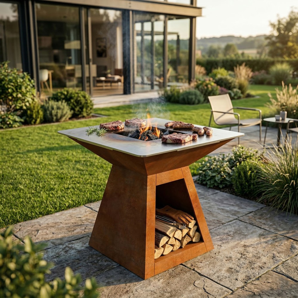 Barbecue a Lenha Artom Souvlaki Aço Corten