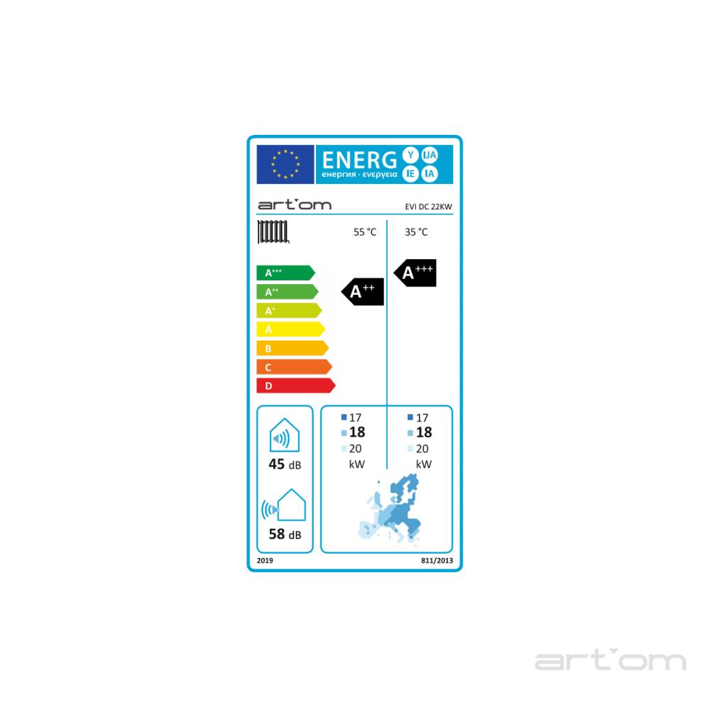 Bomba de Calor Climatização Artom 22kW Inverter Split EVI DC R32 Trifásica