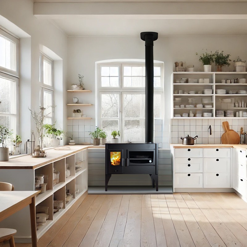 Fogão a Lenha Artom Elm 10kW Preto com Forno