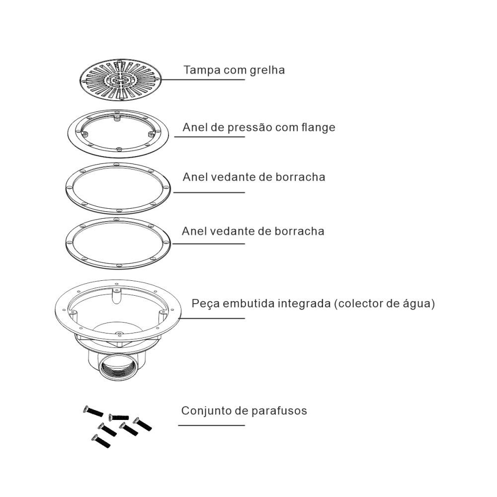 Ralo de Fundo de Encastrar para Piscina de Liner