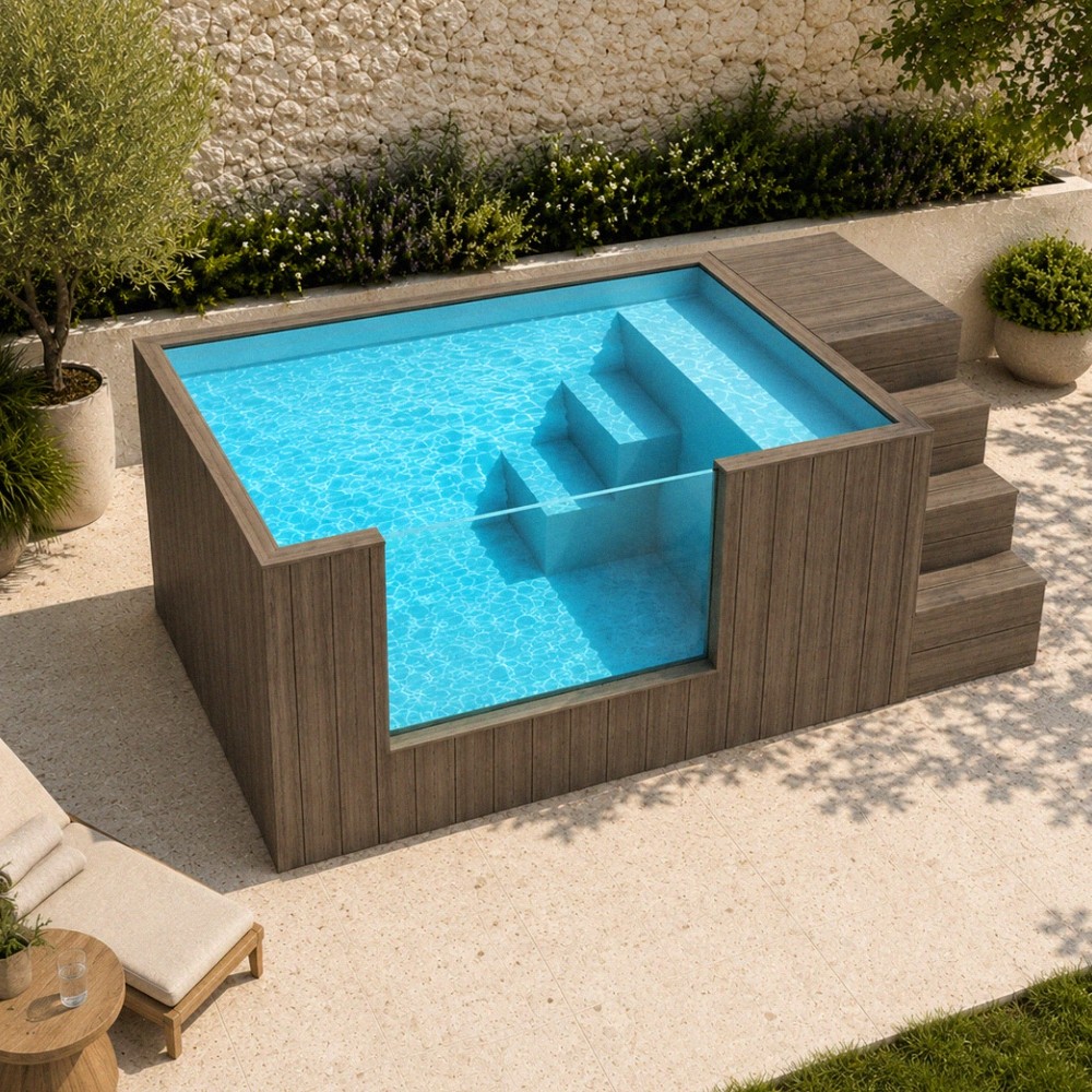 Piscina Elevada Art G’ama Sienna 3,2 x 2 m com Vidro Panorâmico e Filtração
