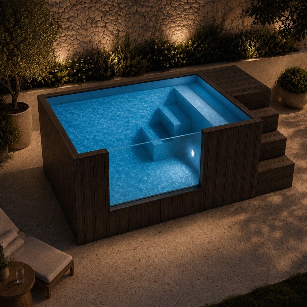 Piscina Elevada Art G’ama Sienna 3,2 x 2 m com Vidro Panorâmico e Filtração