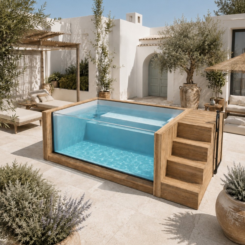 Piscina Elevada Art G’ama Riviera 3,2 x 2 m com Painel Panorâmico e Filtração