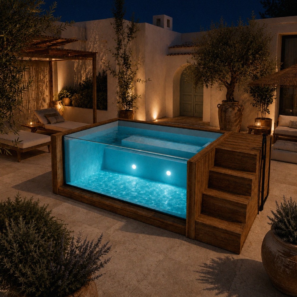 Piscina Elevada Art G’ama Riviera 3,2 x 2 m com Painel Panorâmico e Filtração