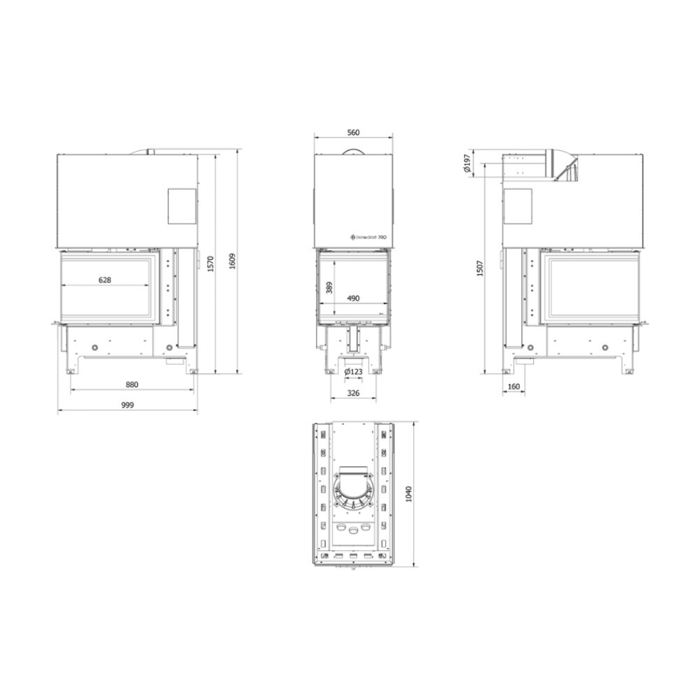 Recuperador a Lenha Ar 3 Faces Kratki Regnor 500/700 Ø200 8Kw
