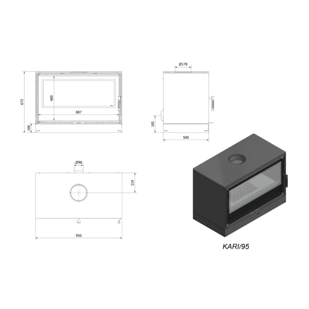 Recuperador Lenha Modular Kratki Kari 95 Ø180 14kw