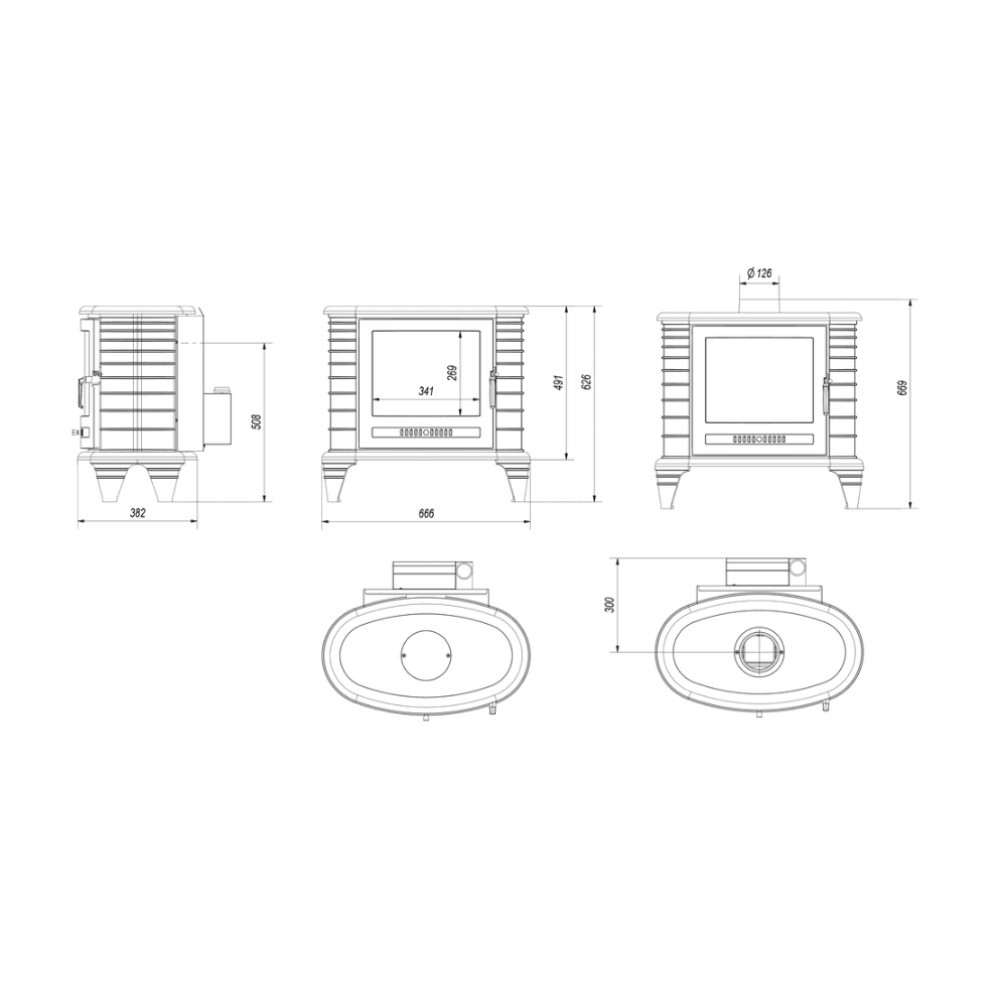 Salamandra em Ferro Fundido Kratki K8 Turbofan Ø130 9 Kw