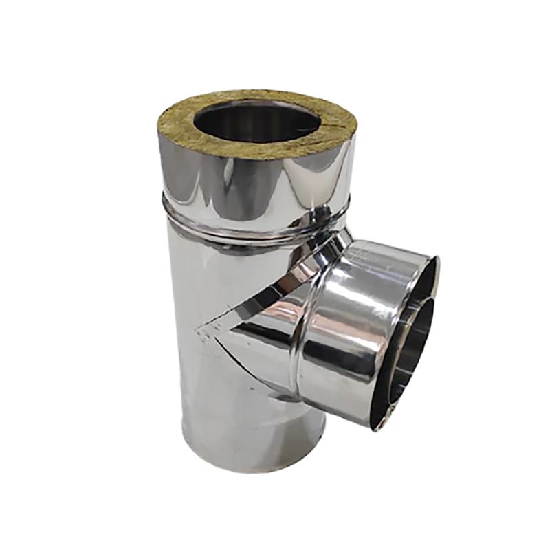 Tê de Chaminé Inox Parede Dupla com Tampo Ø150-200 0.4mm