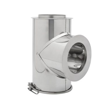 Tê de Chaminé Inox Parede Dupla com Tampo Ø150-200 0.4mm