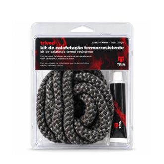 Kit de Calafetação Ø10 mm – Cordão Preto 2,5 m + Cola Incombustível